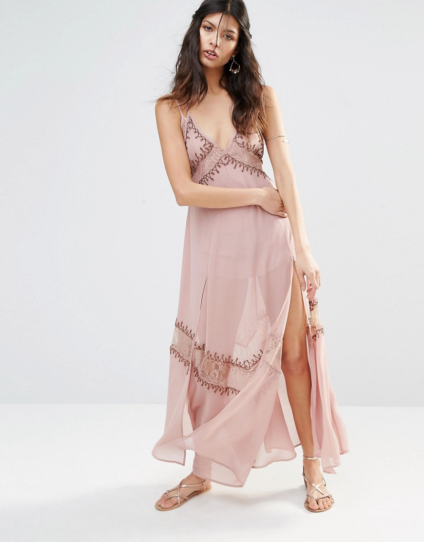 Платье-комбинация с вышивкой The Jetset Diaries Las Perlas - Розовый 
