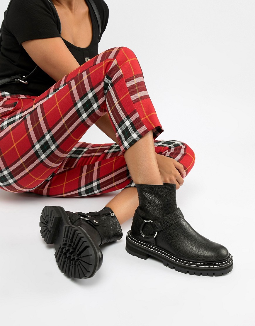 ASOS DESIGN Acolade premium leather chunky biker boots