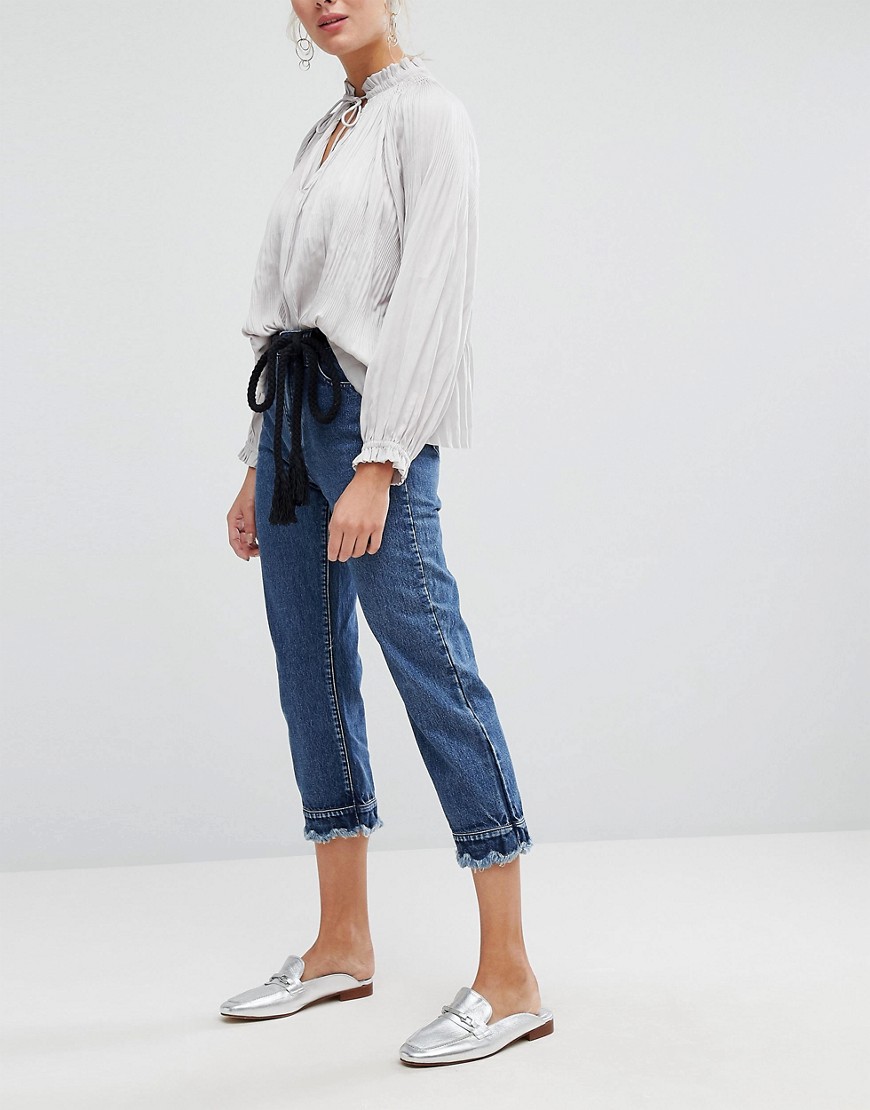 Current Air Cropped Straight Leg Jean with Scalloped Hems