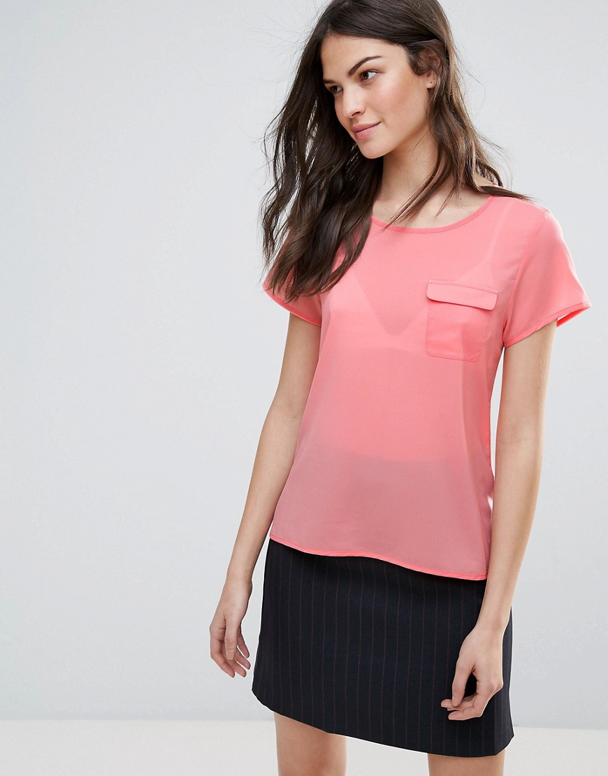 French Connection Polly Plains Pocket T-Shirt - Fizi pink