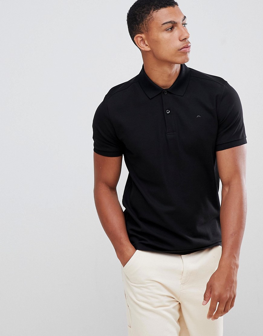 J.Lindeberg Troy clean pique polo in black