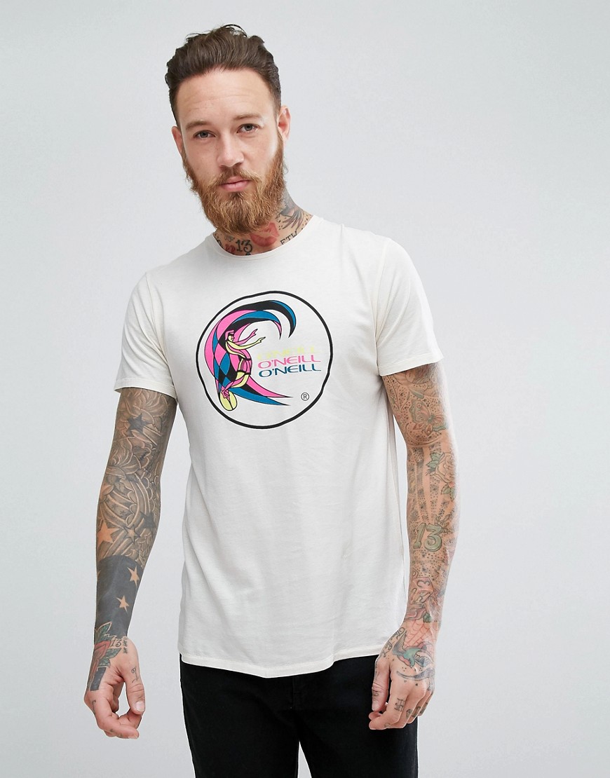 O'Neill Reissue Heritage Surfer Logo T-Shirt Slim Fit in White - Powder white