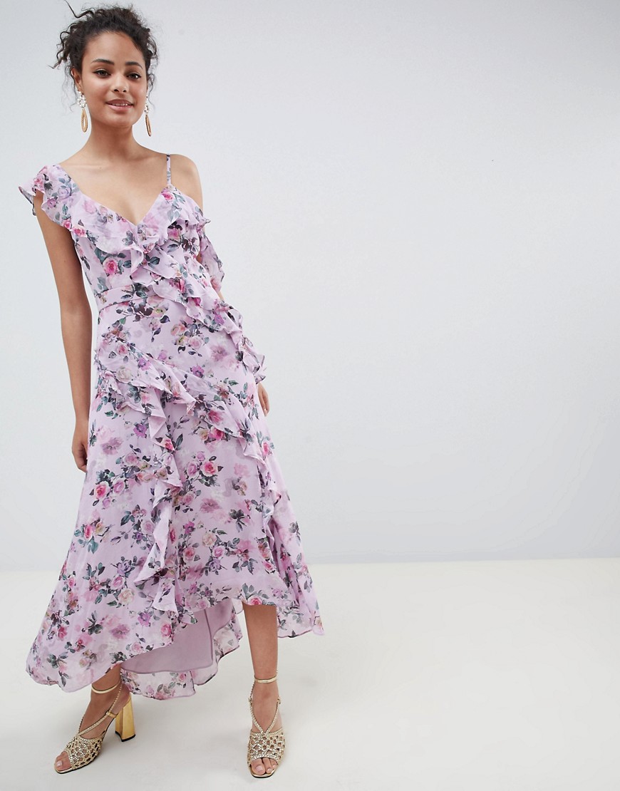 Forever New Midaxi Dress with Ruffle Details in Floral Print