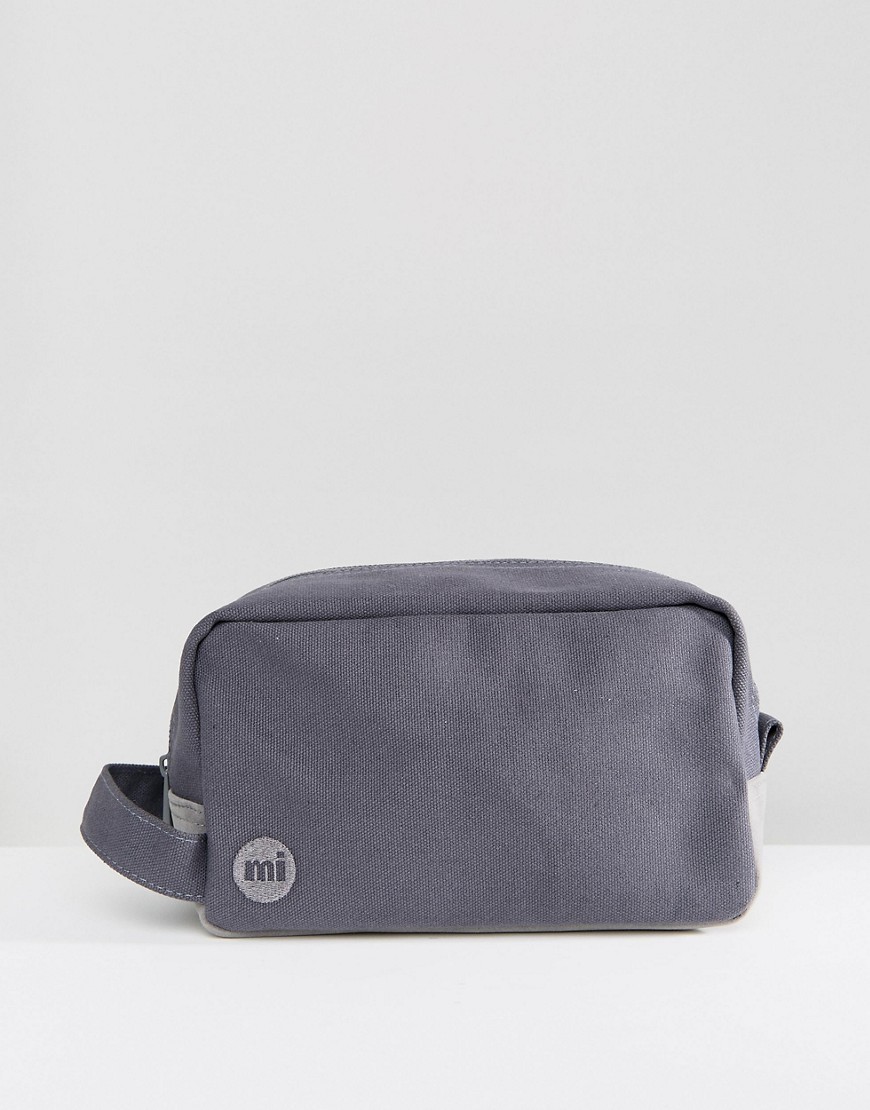 Mi-Pac Canvas Wash Bag In Charcoal - Grey