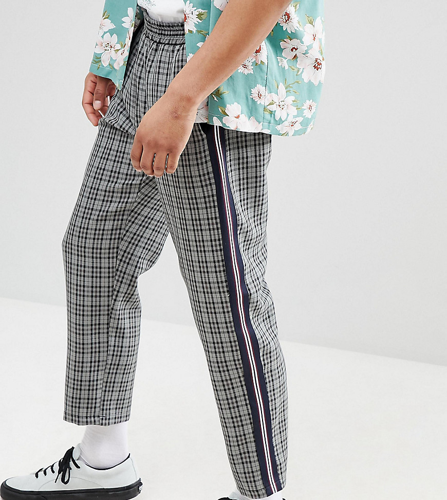Milk It cropped check trousers with side stripe
