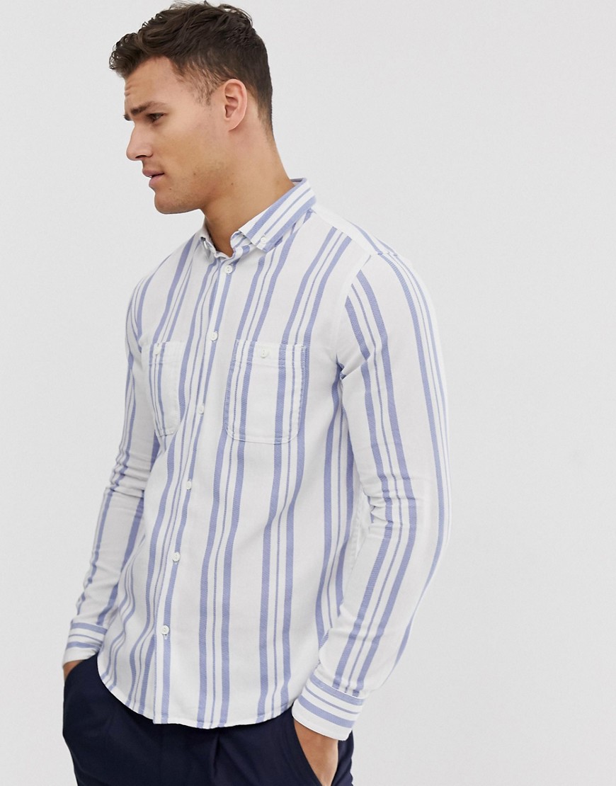 Burton Menswear shirt with double stripes in blue