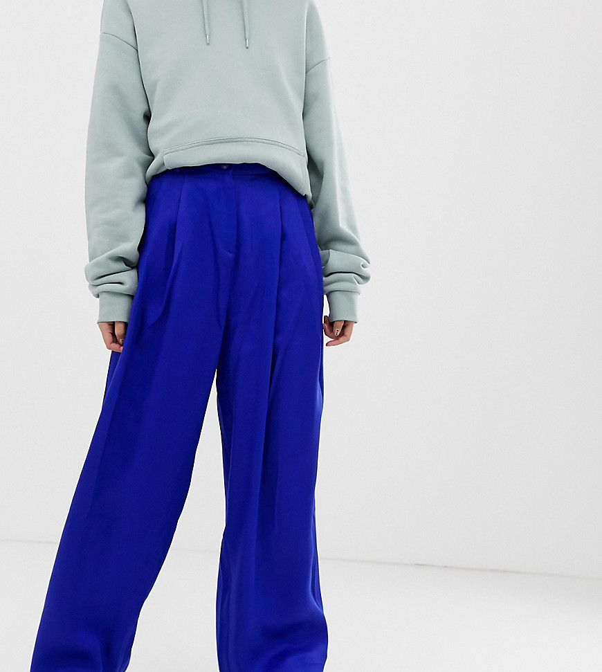 Weekday wide leg trousers in bright blue