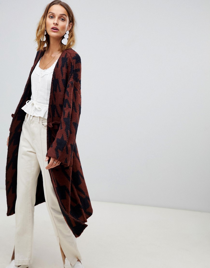 Moon River houndstooth oversized cardigan