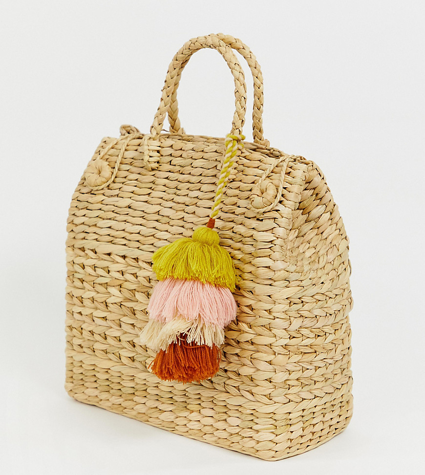 Accessorize straw effect basket tote bag
