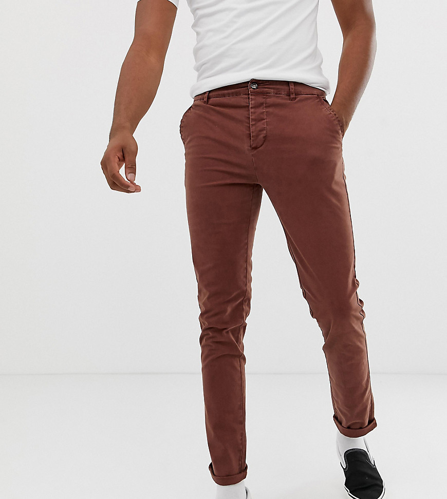 ASOS DESIGN Tall slim chinos in washed brown