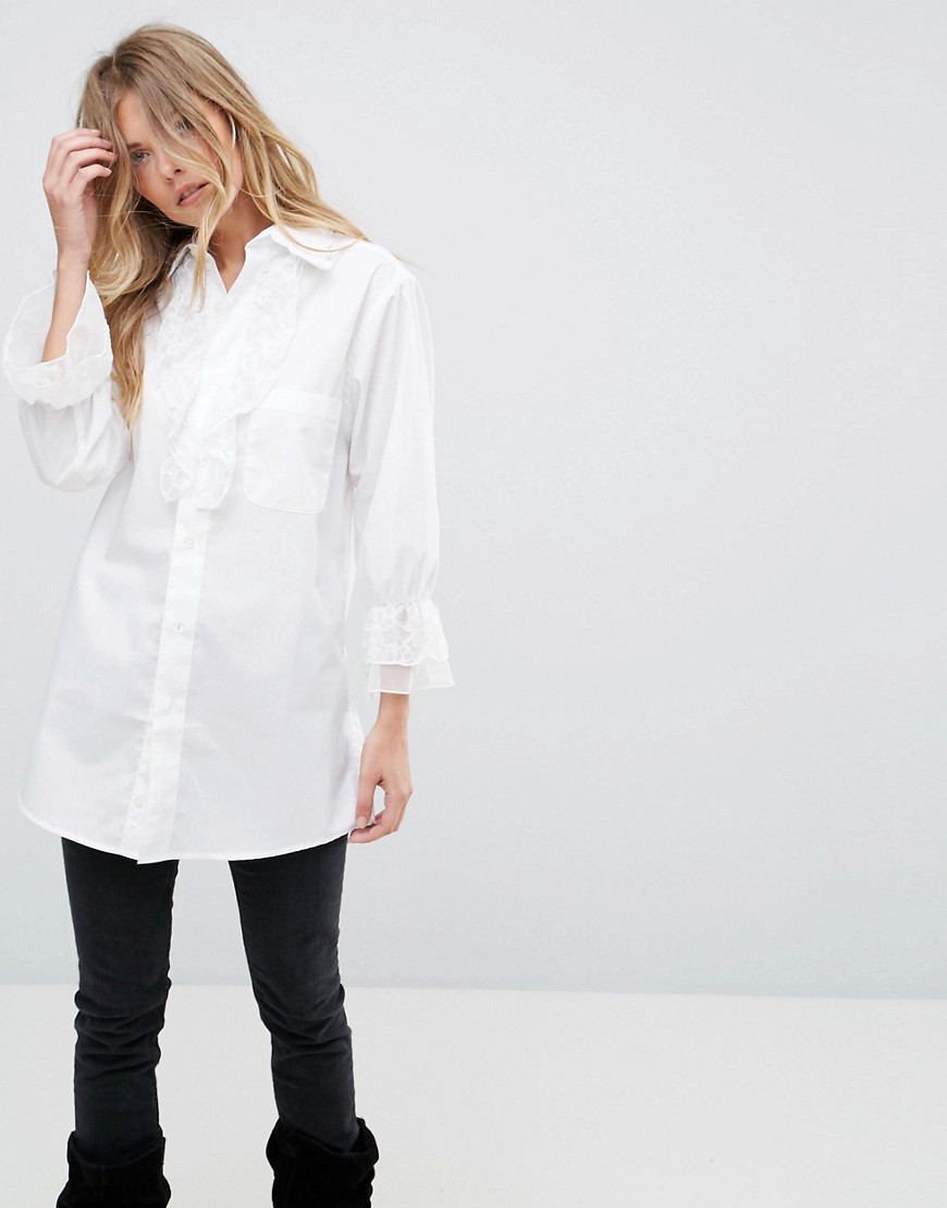 Anna Sui Vine Lace Trim Shirt - White