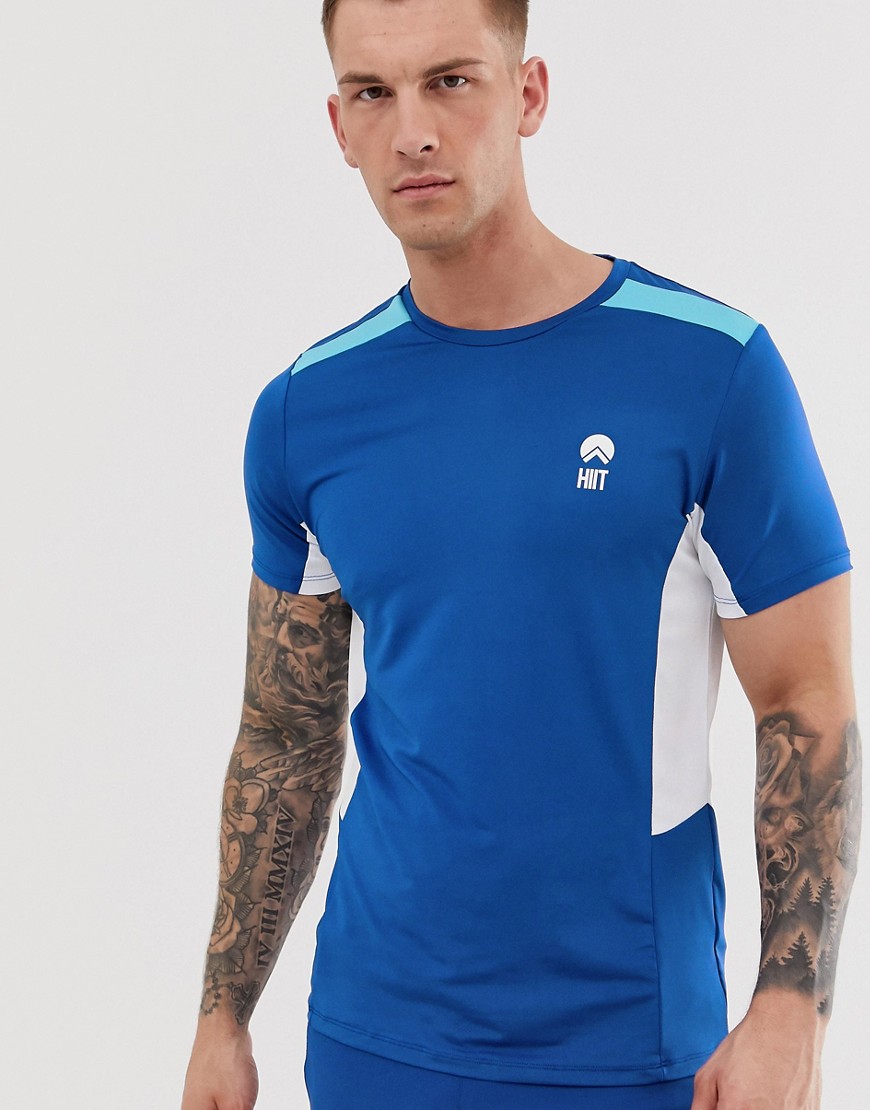 HIIT colour block mesh t-shirt in blue