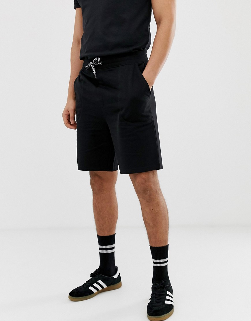 Only & Sons logo drawstring boxy fit jersey shorts in black