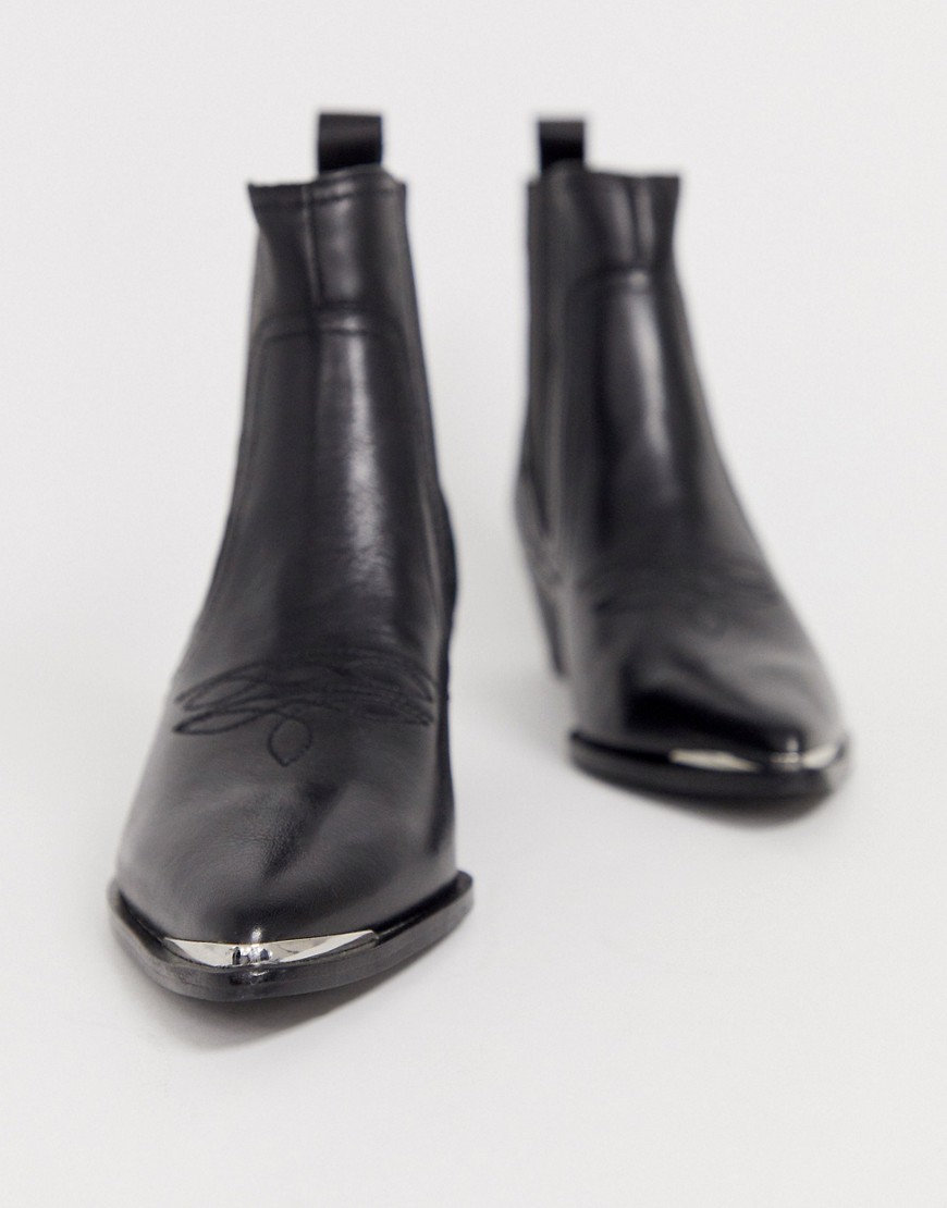 Mango western chelsea boot with metal detail in black