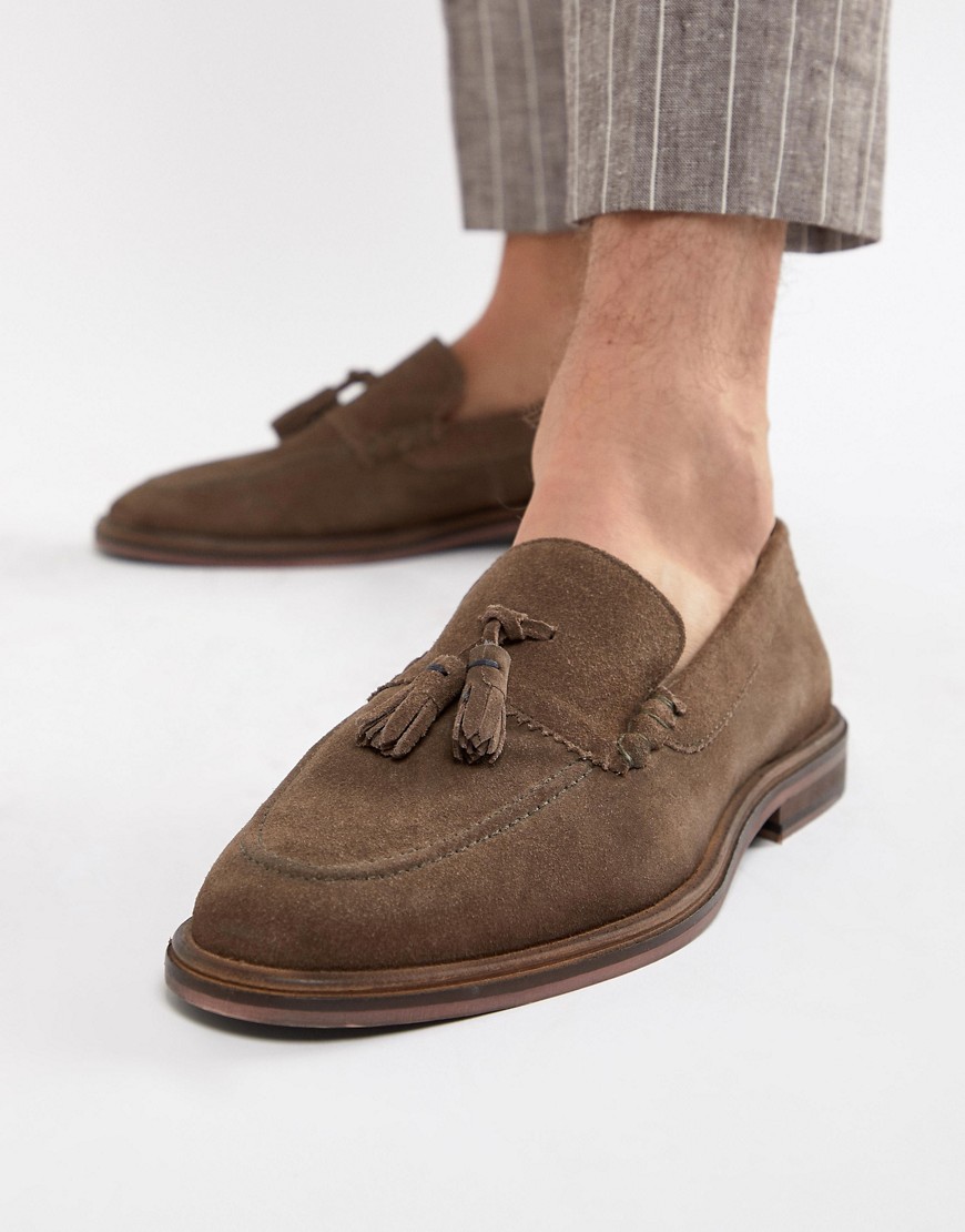 WALK London West tassel loafers in taupe suede