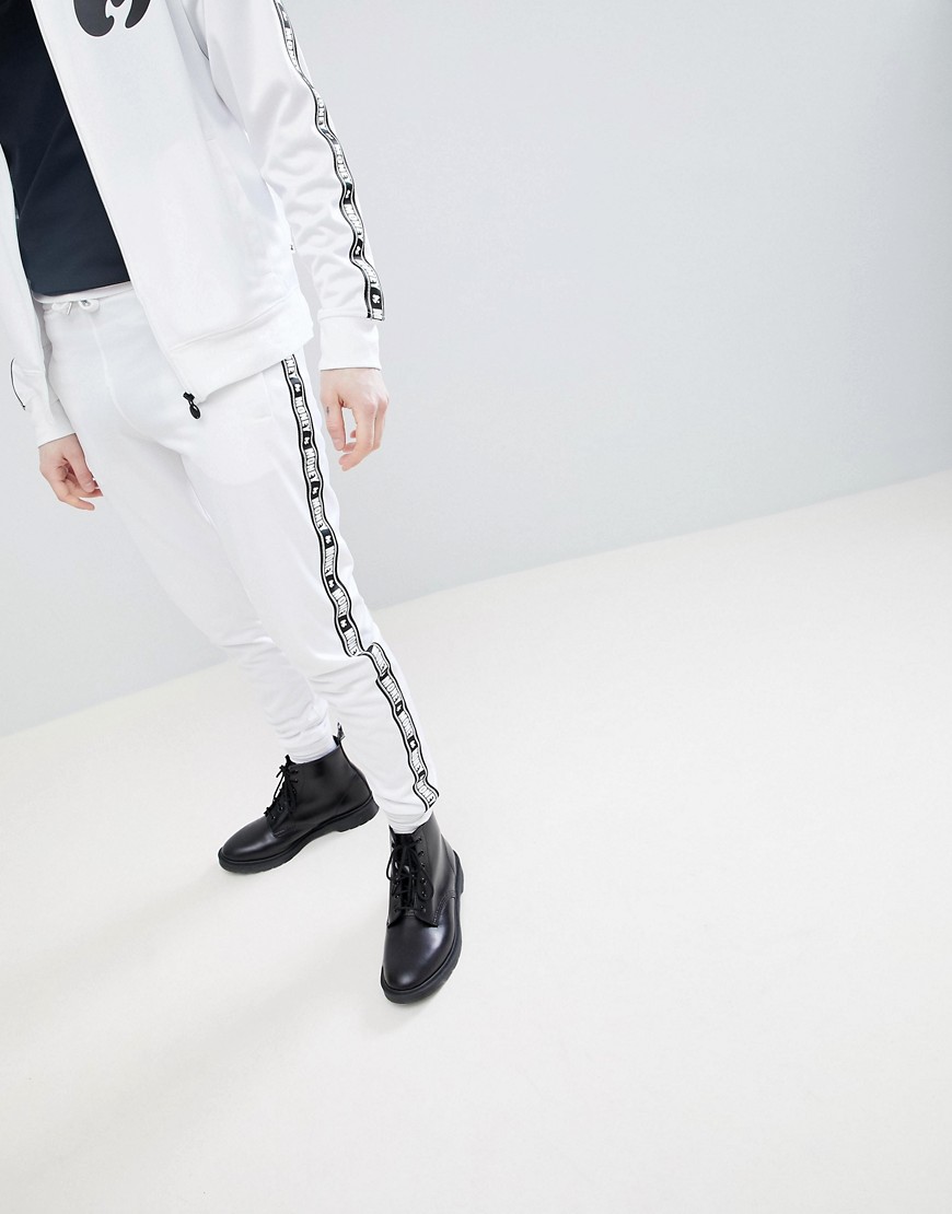 Money Stripe Tricot Track Pant In White With Contrast Side Stripe