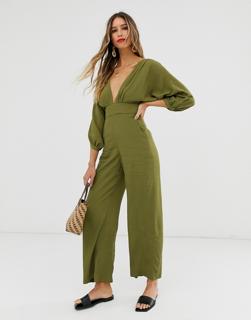 & other Stories low neck jumpsuit in green