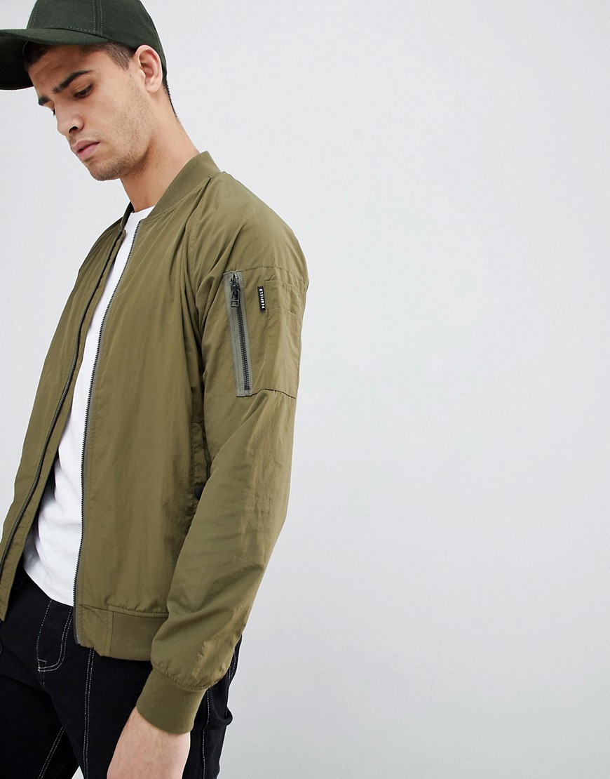Penfield Okenfield Nylon Bomber Jacket in Green - Olive