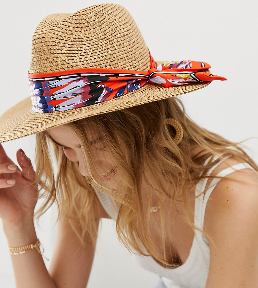 ALDO Straw Hat with colourful Scarf