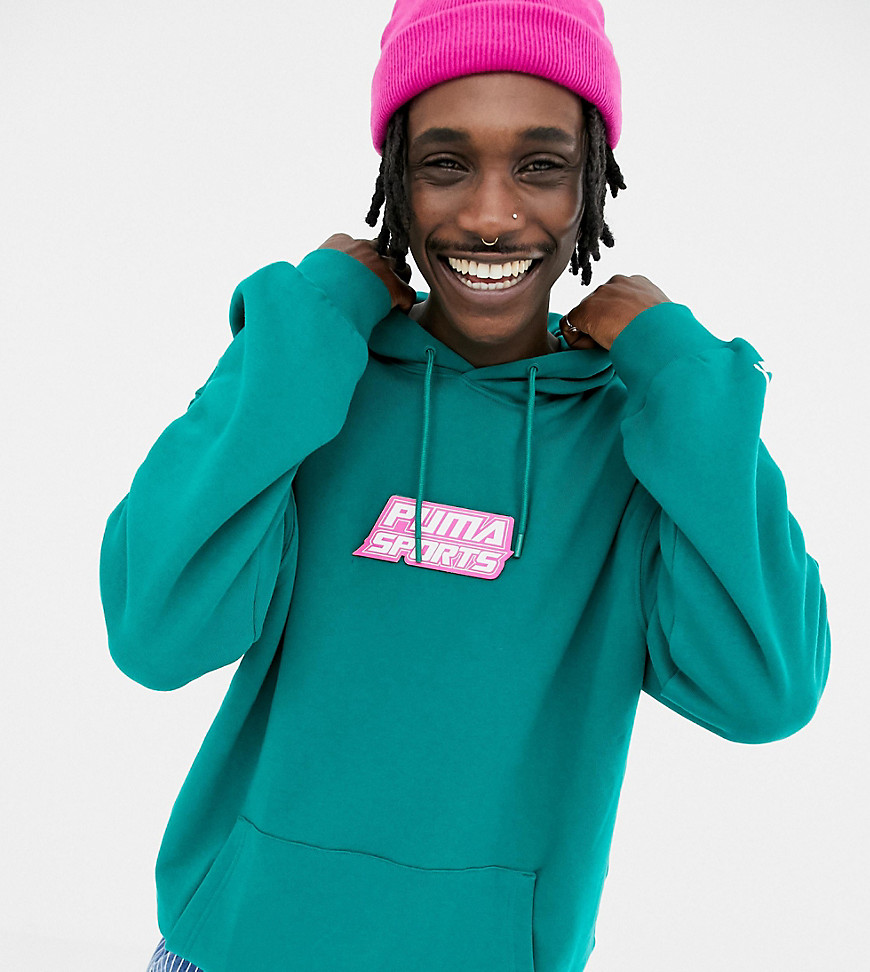 Puma organic cotton hoodie in green Exclusive at ASOS