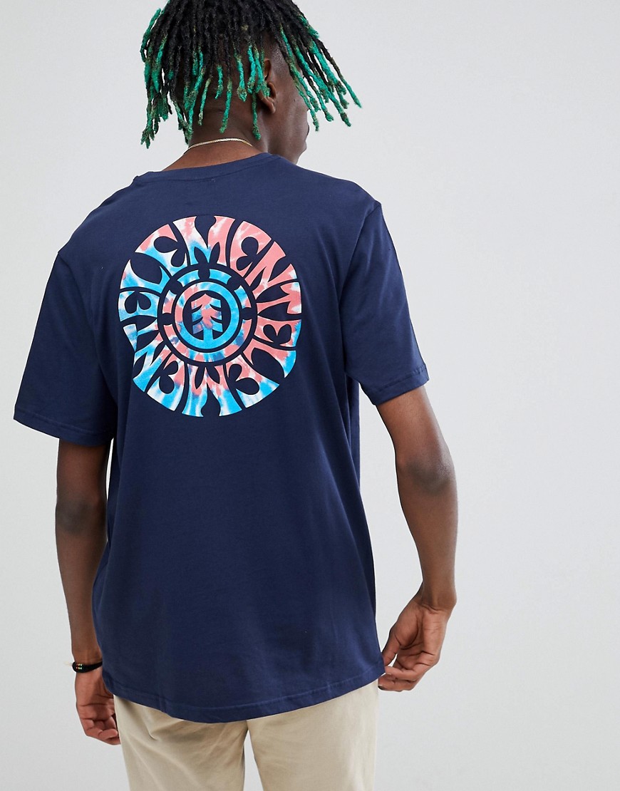 Element tie dye t-shirt with back print in blue - Blue