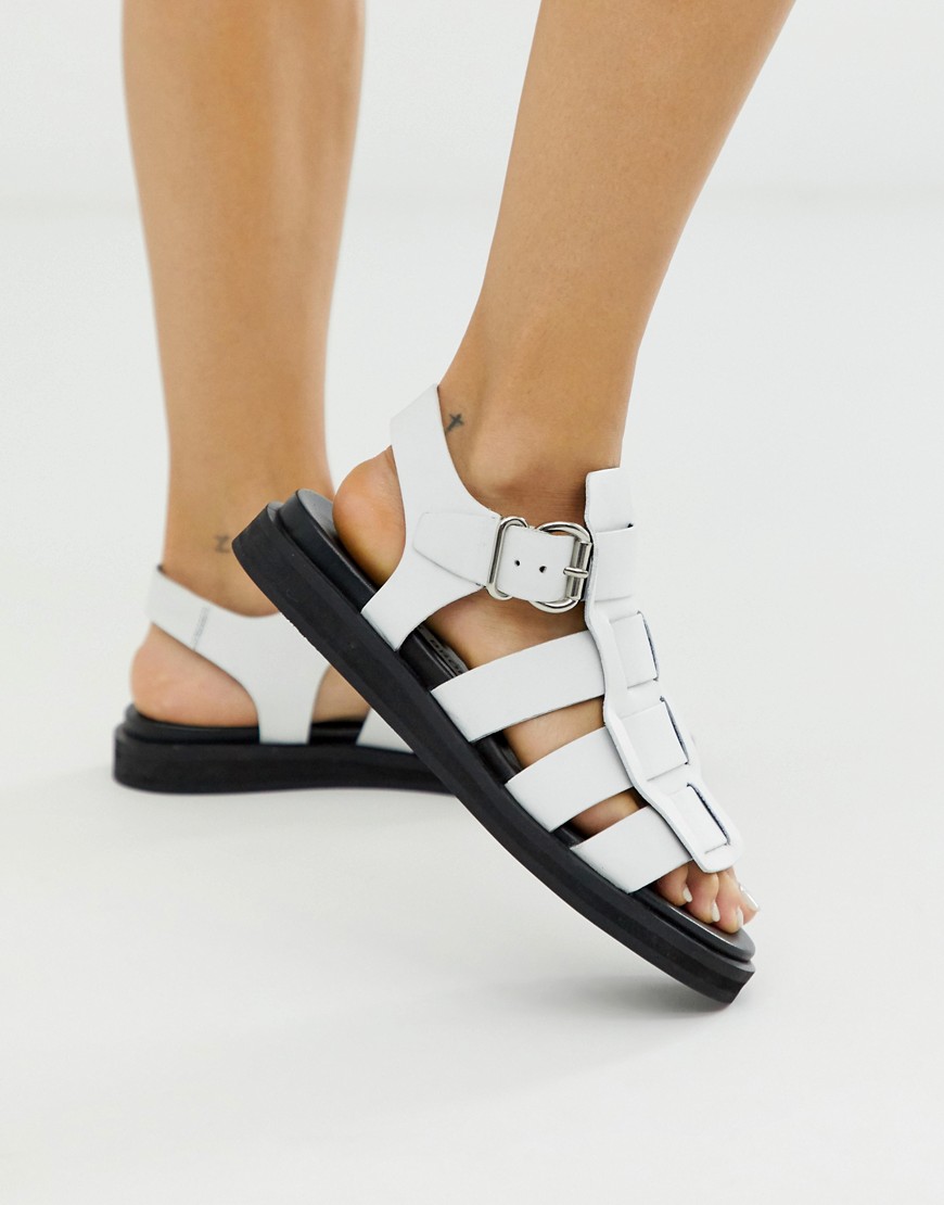 Bronx Bala white leather chunky gladiator sandal