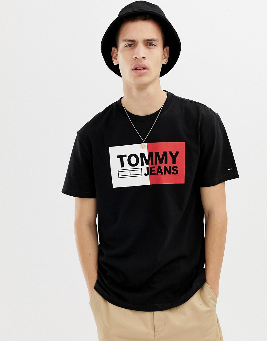 Tommy Jeans regular fit t-shirt with split box logo in black