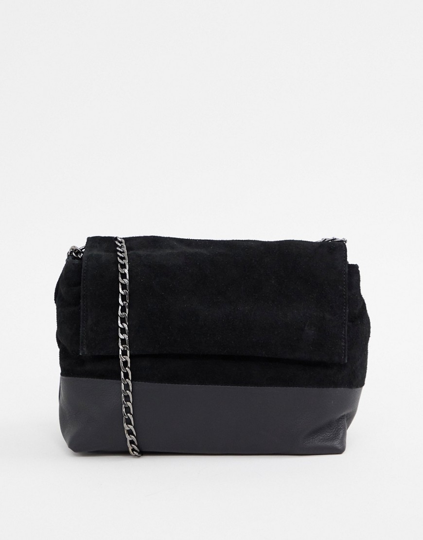 Urbancode leather cross body bag with suede contrast