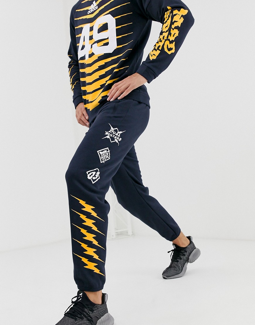 adidas Training GRFX graphic pants in navy