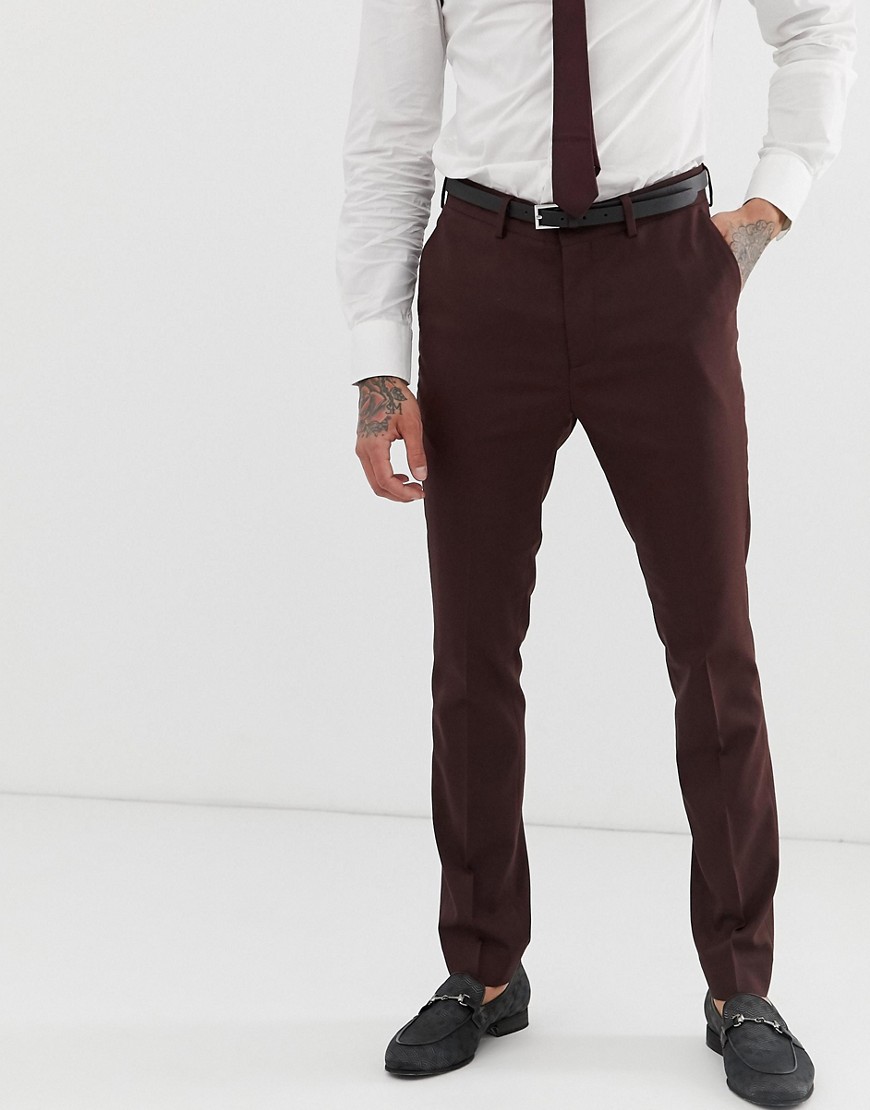 New Look skinny fit suit trousers in burgundy