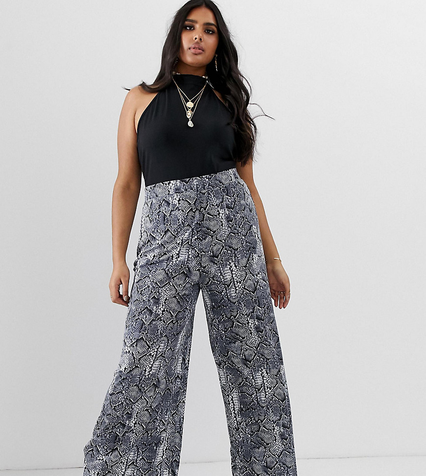 ASOS DESIGN Curve wide leg trousers in snake print