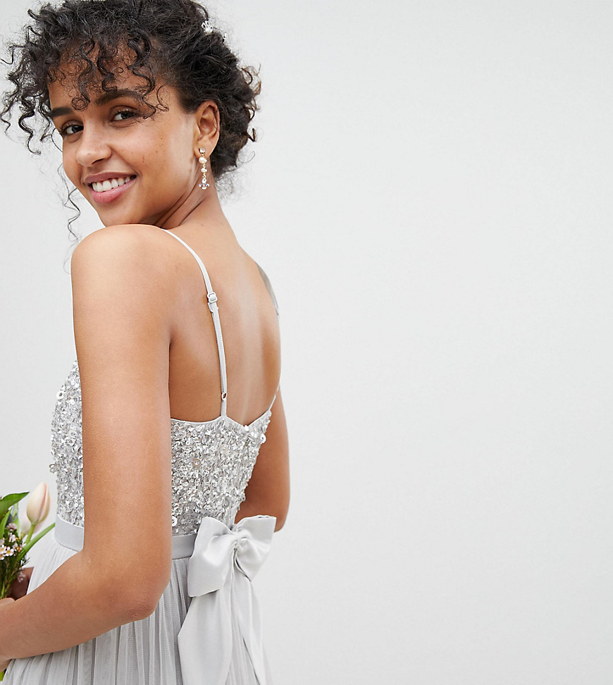 Maya Cami Strap Sequin Top Tulle Detail Maxi Bridesmaid Dress