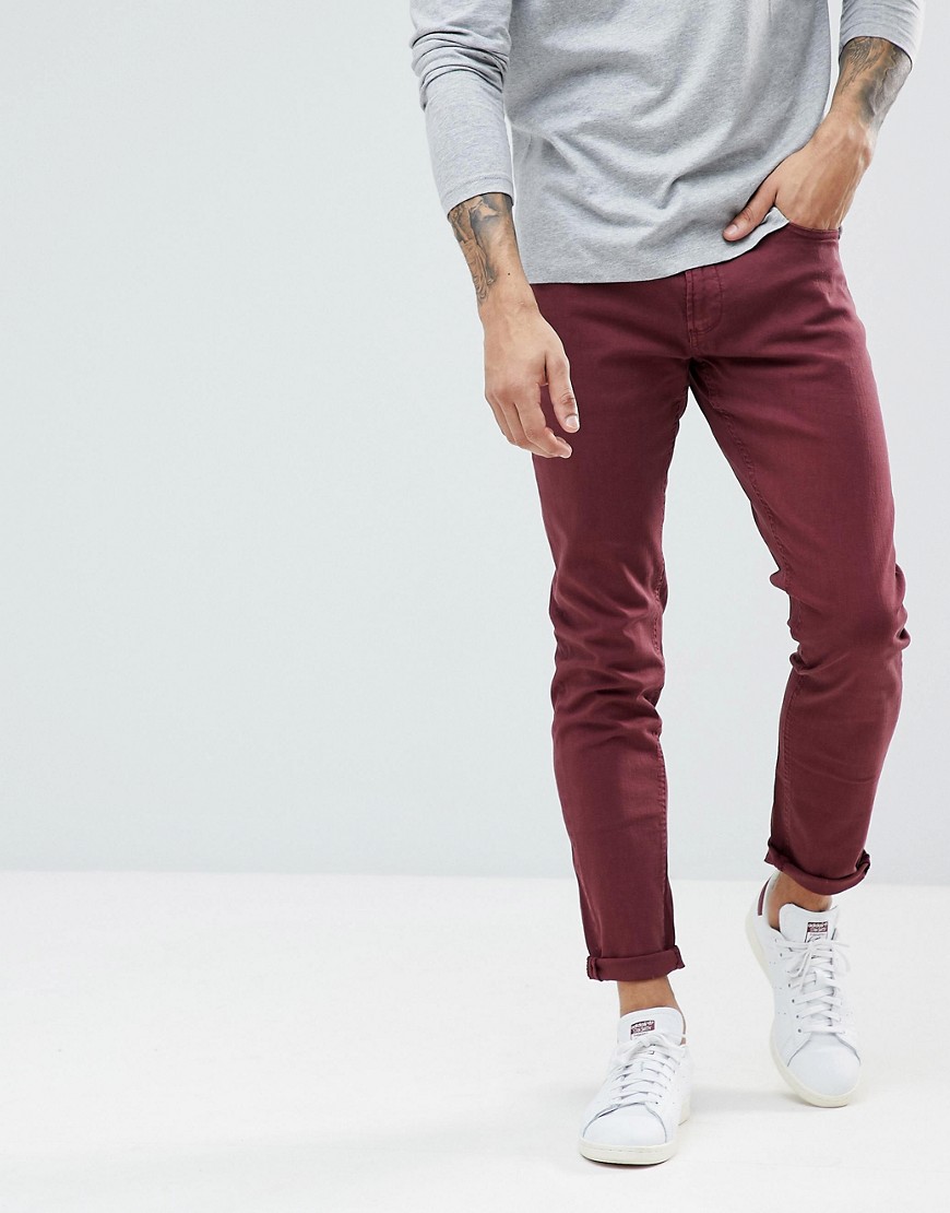 LDN DNM Skinny Jeans in Burgundy - Red