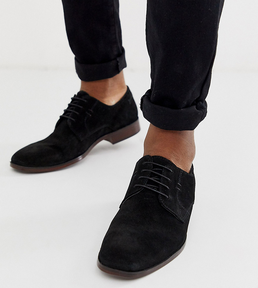 ASOS DESIGN derby shoes in black suede with natural sole