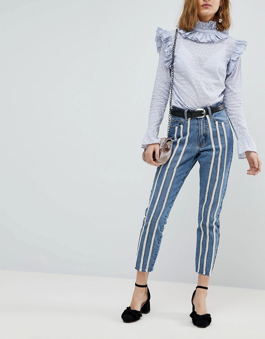 Зауженные джинсы в винтажном стиле Lost Ink - Синий 
