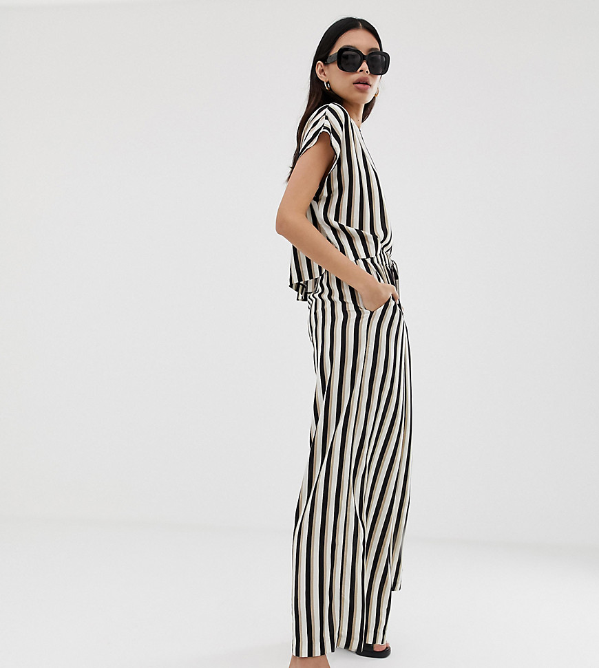 Weekday relaxed fit cropped co-ord trousers in mono stripe