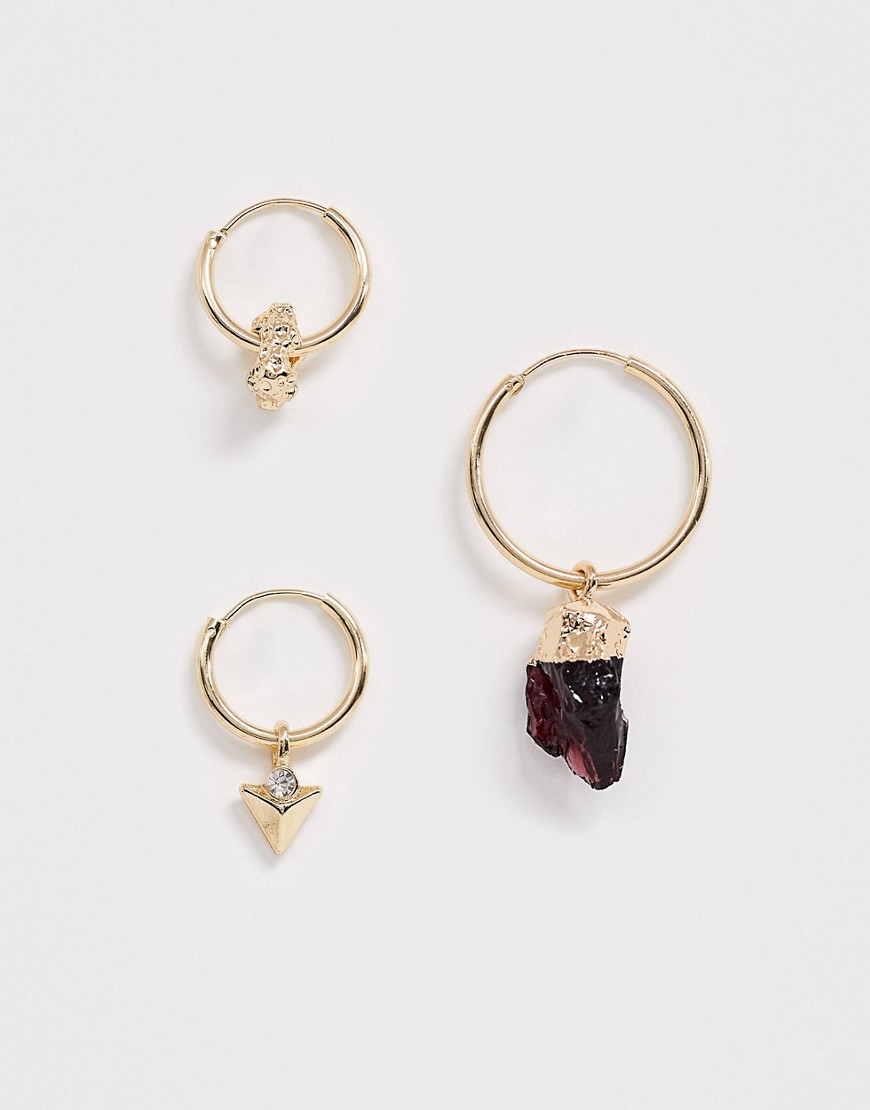 Monki assorted drop earrings in gold