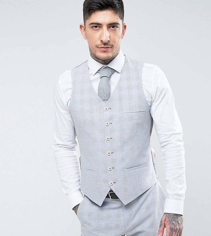Heart & Dagger summer wedding slim suit waistcoat in linen check