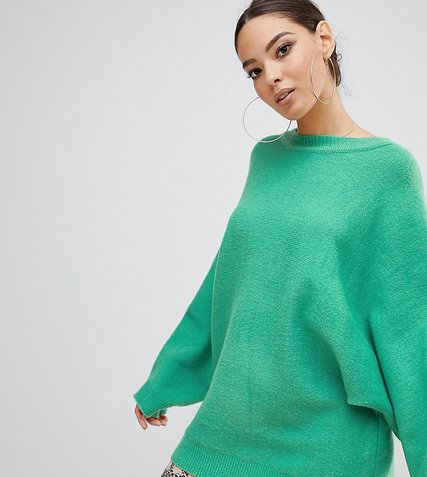 PrettyLittleThing exclusive oversized batwing jumper in green