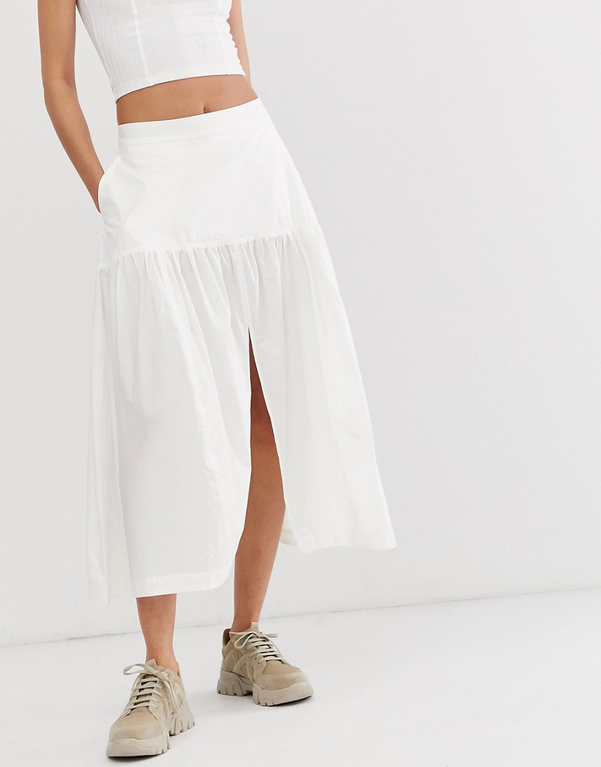 Weekday limited edition poplin skirt in white