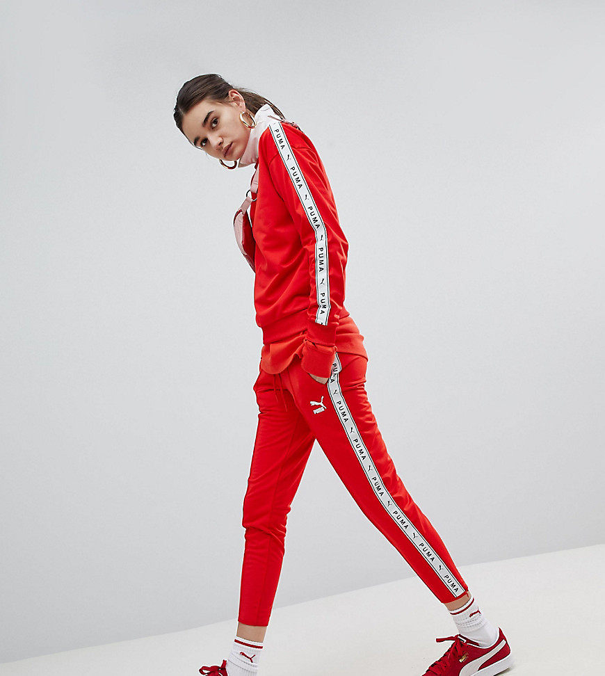 Puma Exclusive To ASOS Taped Side Stripe Track Pants In Red