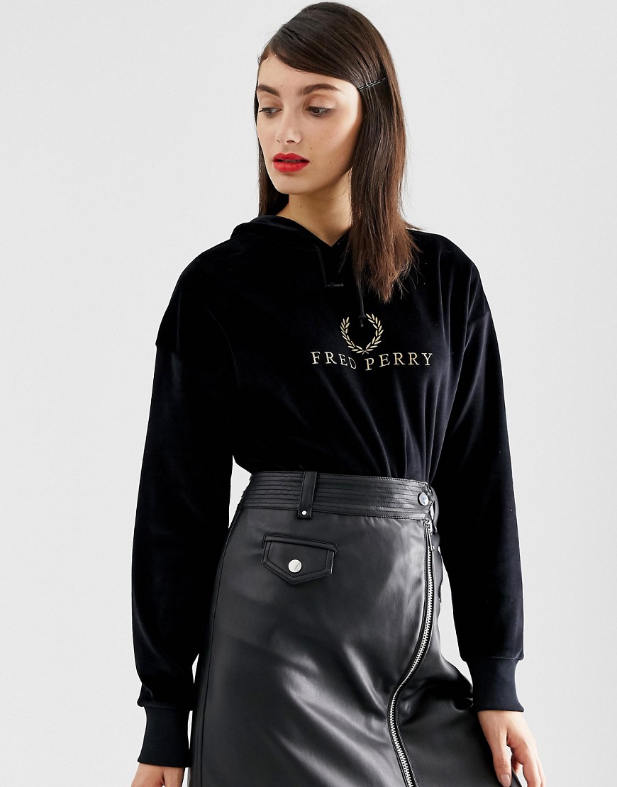 Fred Perry velour hoodie with gold logo