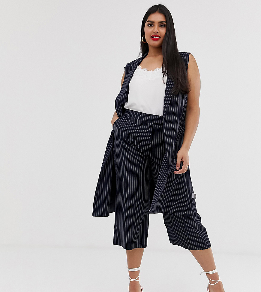 Simply Be Tailored culottes in navy pinstripe