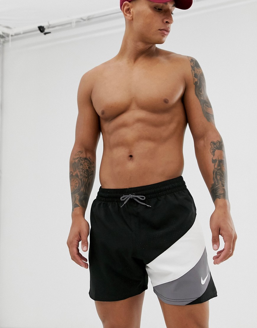 Nike Swim colour block swim shorts in black