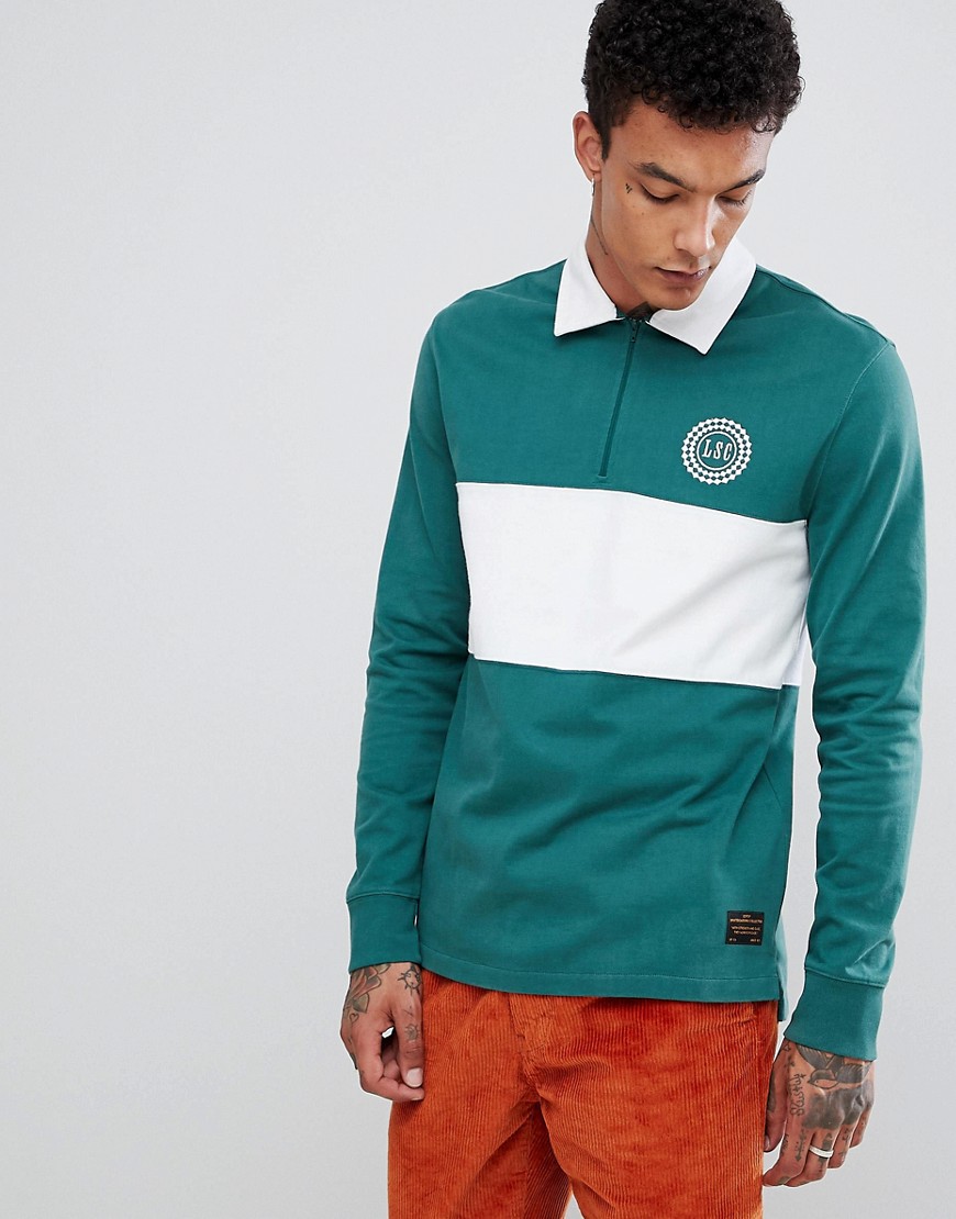 Levi's Skateboarding Long Sleeve Rugby Polo With Panel In Green