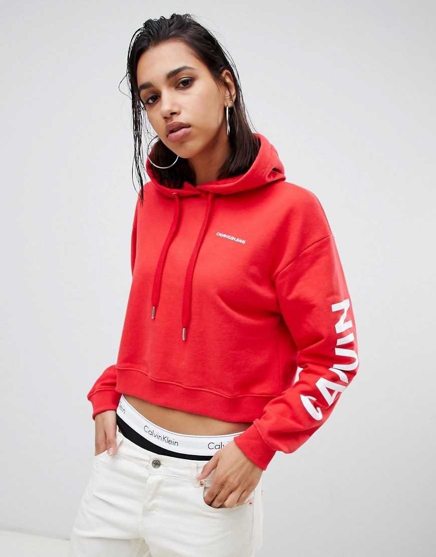 Calvin Klein Jeans hoodie with oversized logo on sleeve