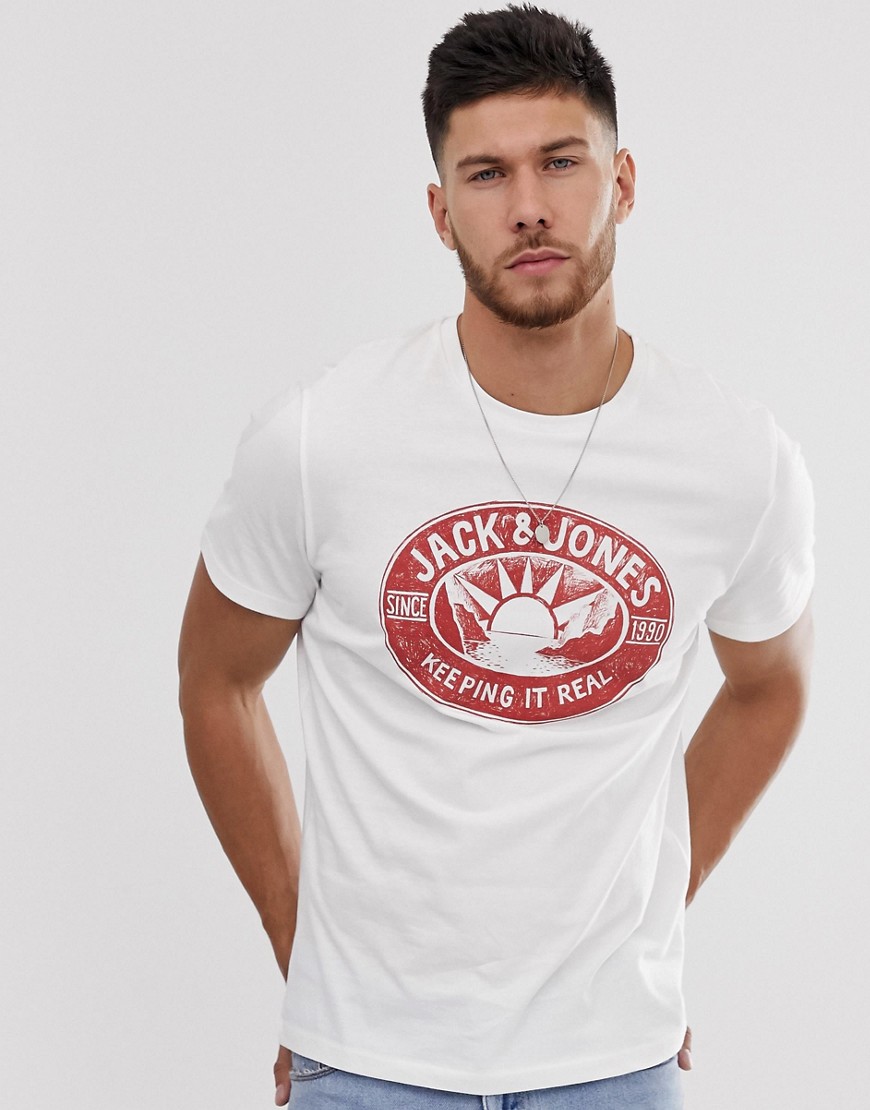 Jack & Jones Originals t-shirt in white with chest print