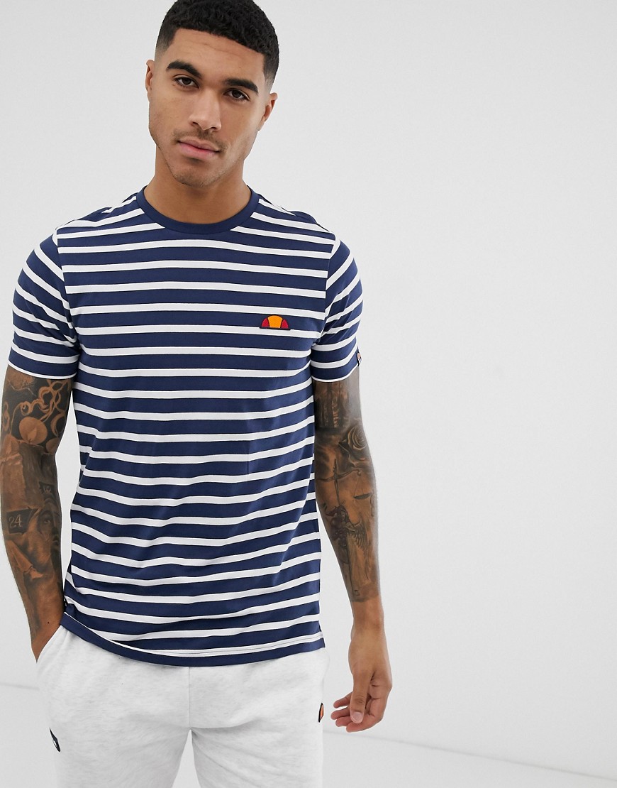 ellesse Sailo striped t-shirt with logo in navy