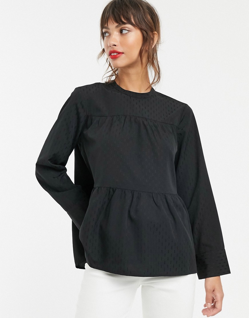 Vero Moda geo print smock blouse in black
