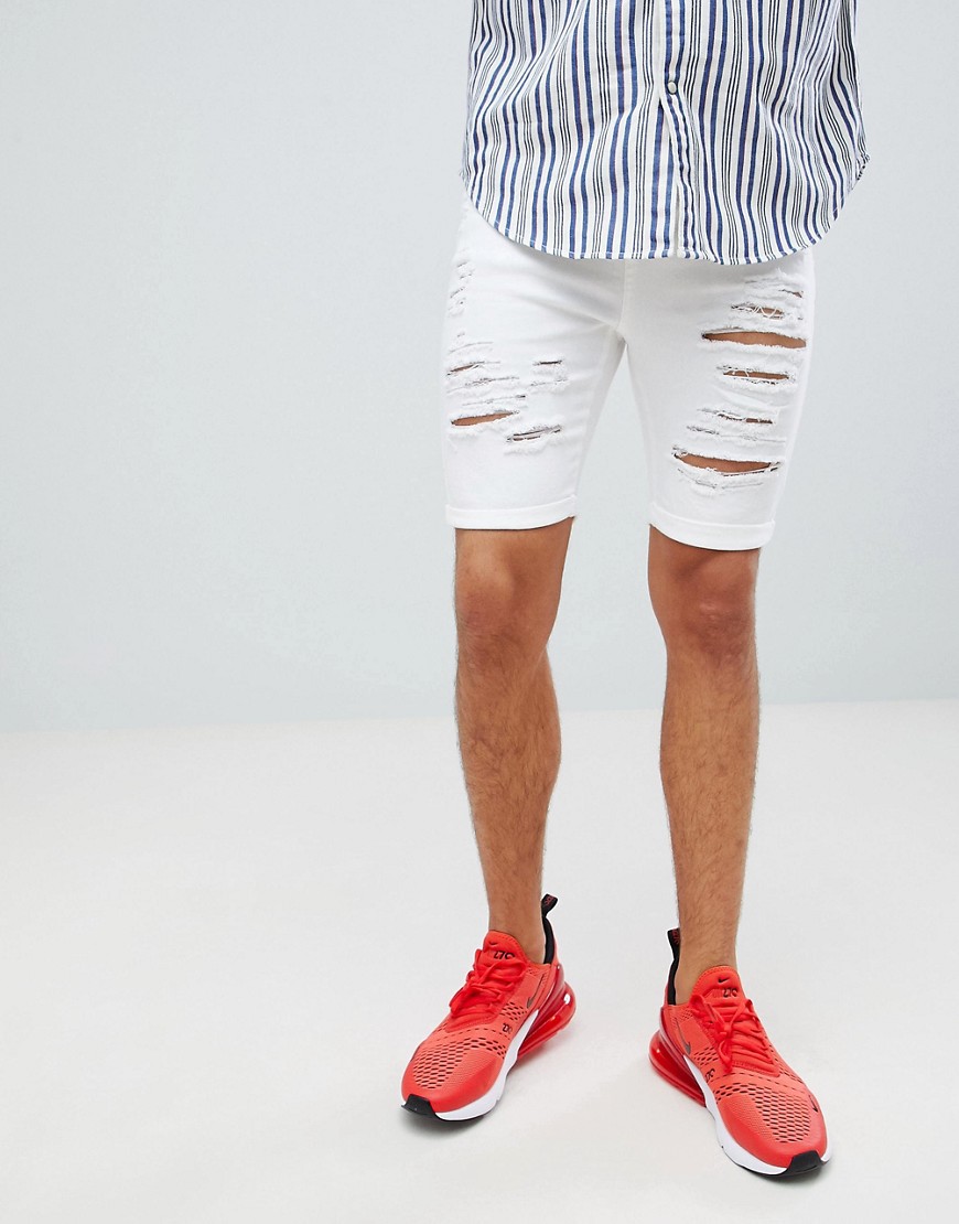 Criminal Damage denim shorts in white